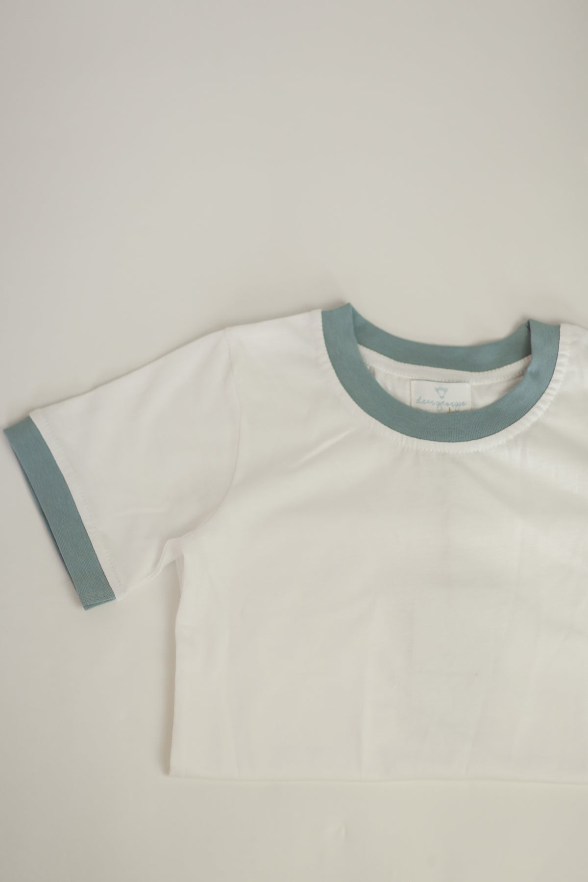 The Ringer Tee - white w/ light blue
