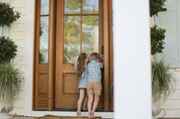 The Pop-on Short - Khaki Blue Trim