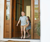 The Pop-on Short - Khaki Blue Trim