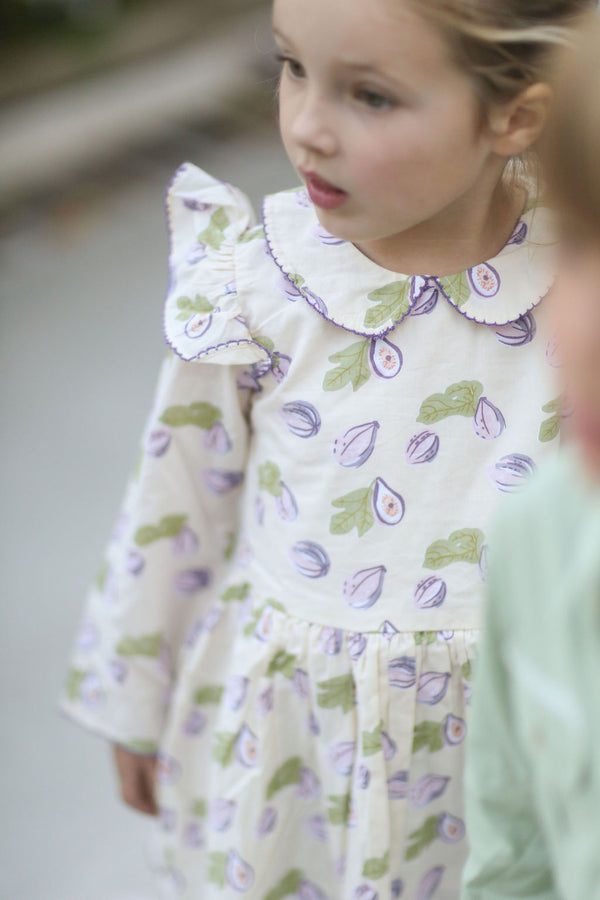 Collared Capers Dress - Long Sleeves - Fig