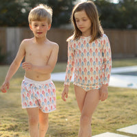 The Girl's Rash Guard Two Piece Bather - Ice Cream