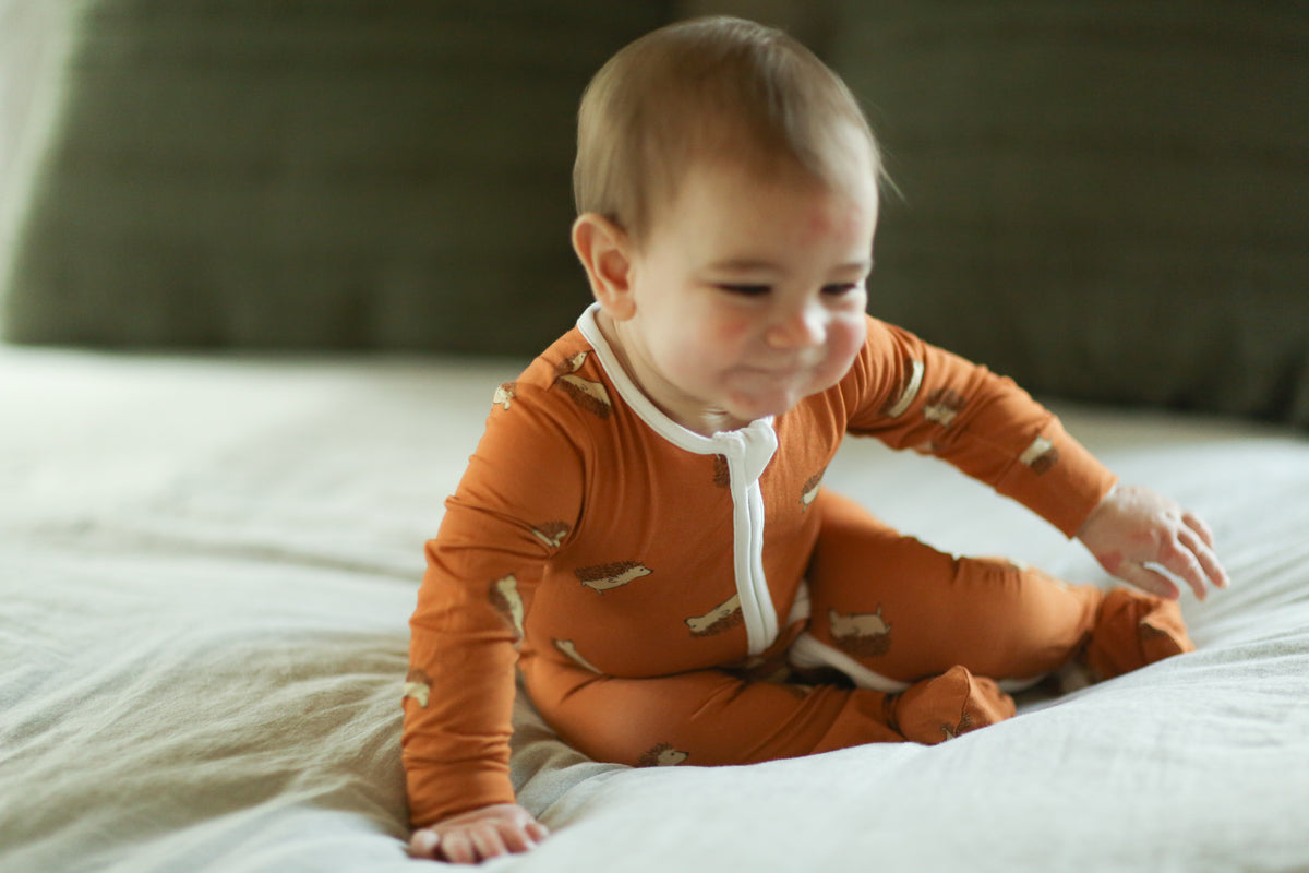 (pre-order) Kid's Bamboo Pajama - brown hedgehogs