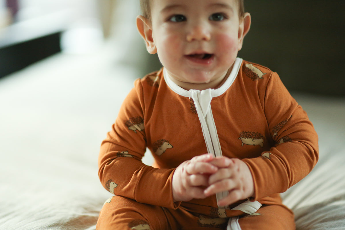 (pre-order) Kid's Bamboo Pajama - brown hedgehogs