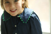 (pre-order) Natalie Dress - Denim w/ green trim