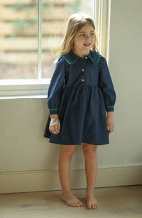 (pre-order) Natalie Dress - Denim w/ green trim