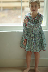 (pre-order) Collared Capers Dress - Long Sleeve - blue floral