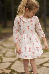Collared Capers Dress - Long Sleeves - Bows