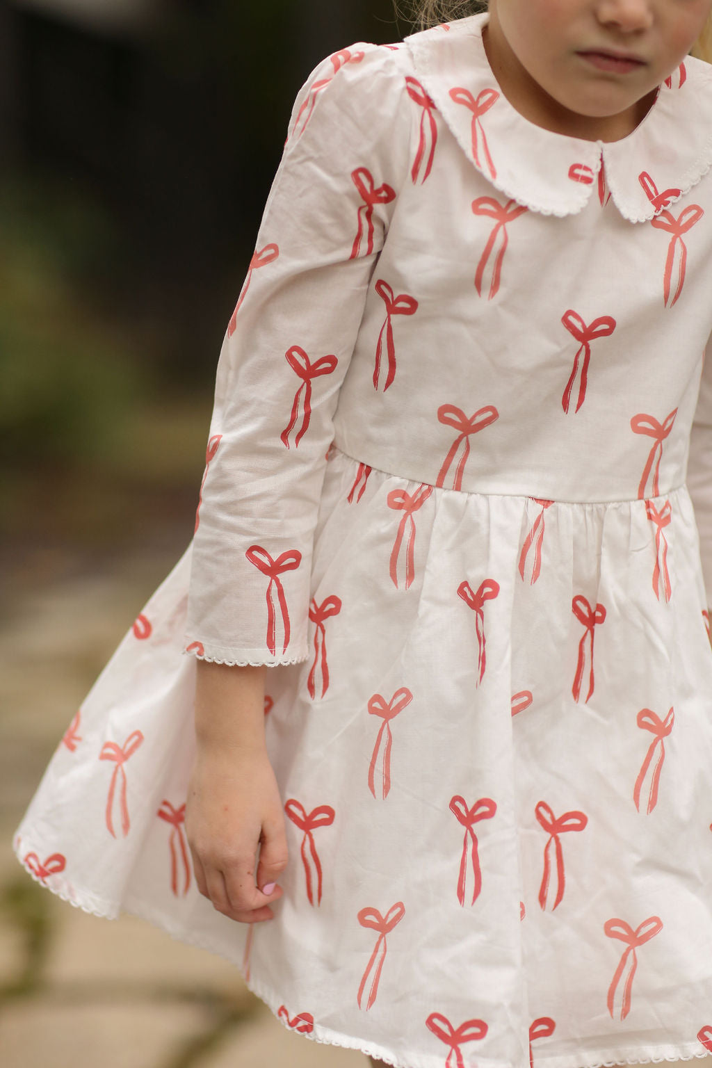 Collared Capers Dress - Long Sleeves - Bows