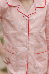 Kid's Classic Pajama Set - Reindeer Games - Pink