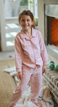 Kid's Classic Pajama Set - Reindeer Games - Pink