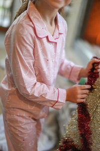 Kid's Classic Pajama Set - Reindeer Games - Pink