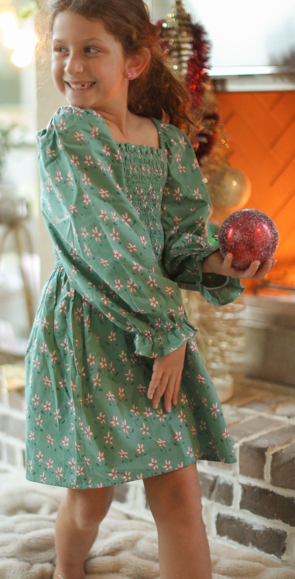 Alice Dress - Winter Flower - Green