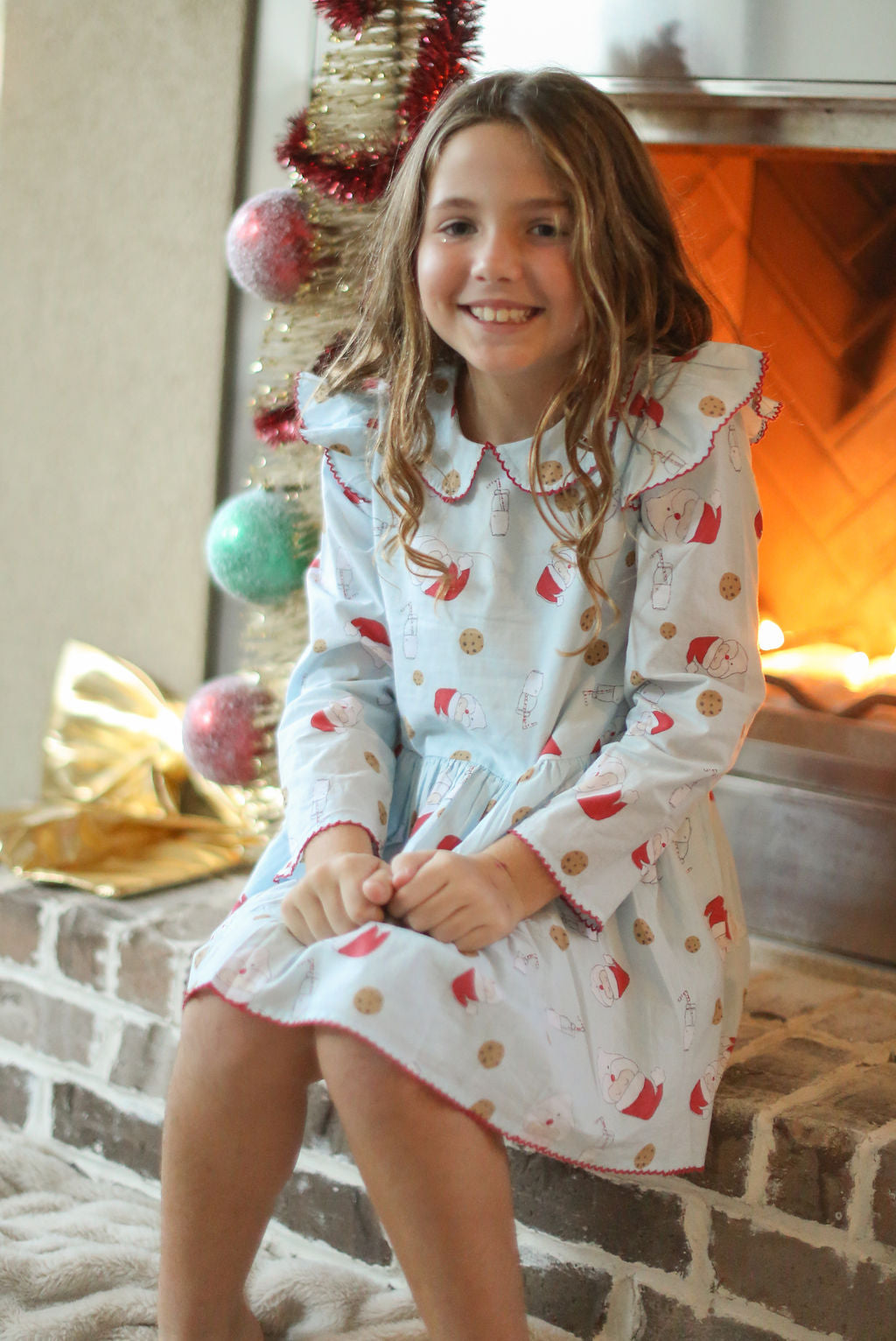 Collared Capers Dress - Long Sleeves - Milk + Cookies Santa