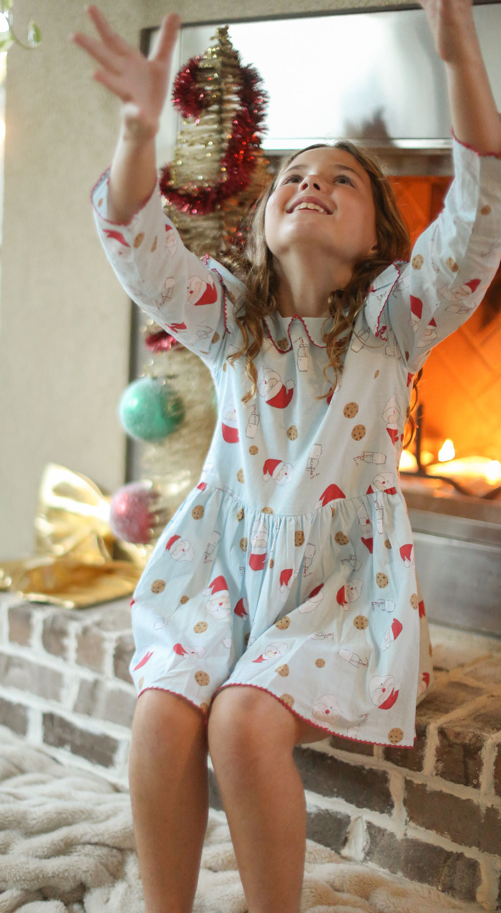 Collared Capers Dress - Long Sleeves - Milk + Cookies Santa