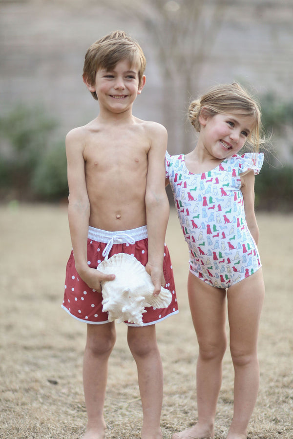 The One Piece Bather - colored dogs