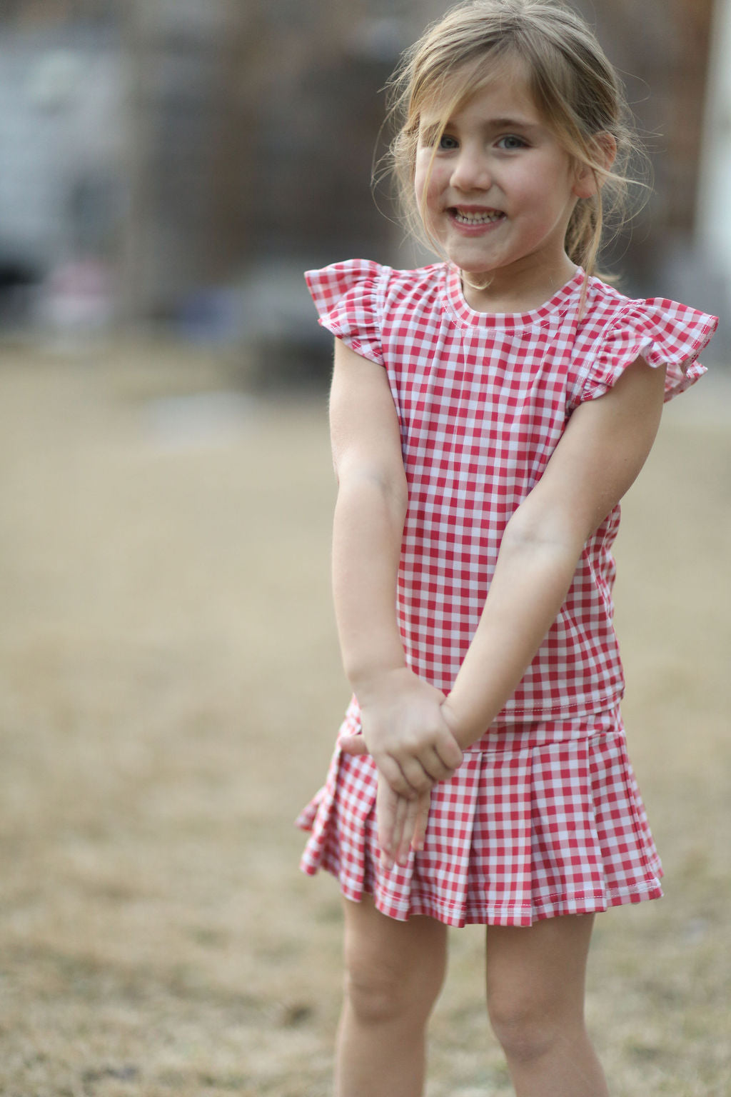 red gingham tennis dress Embroidered Red Gingham Mouse Tennis/Park Dress, 18M