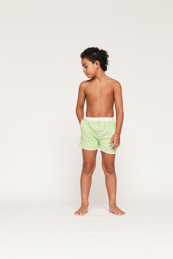 The Sea Short - Green Gingham