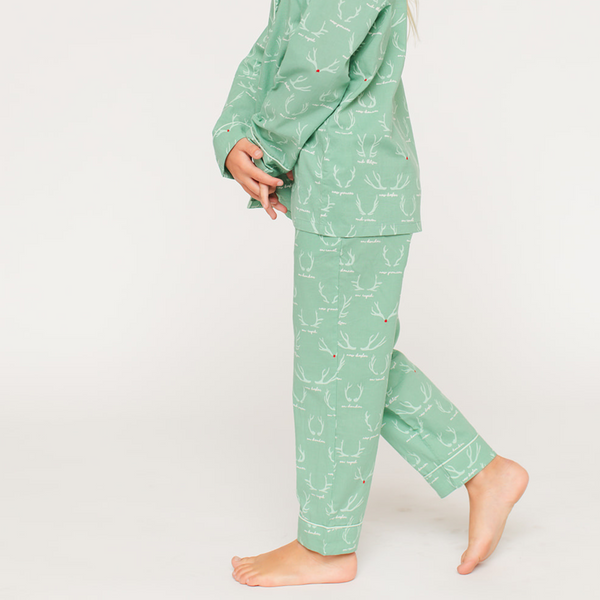 Kid's Reindeer Games Pajama in Wintergreen