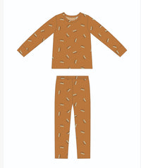 (pre-order) Kid's Bamboo Pajama - brown hedgehogs