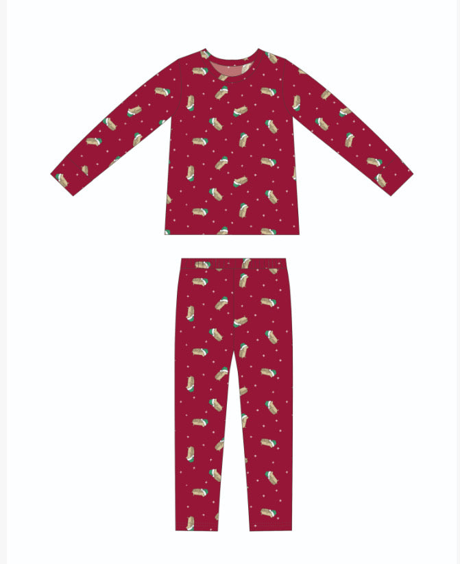 (pre-order) Kid's Bamboo Pajama - red hedgehogs