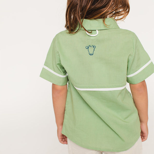 The Sea Shirt - Grass with Cloud Trim