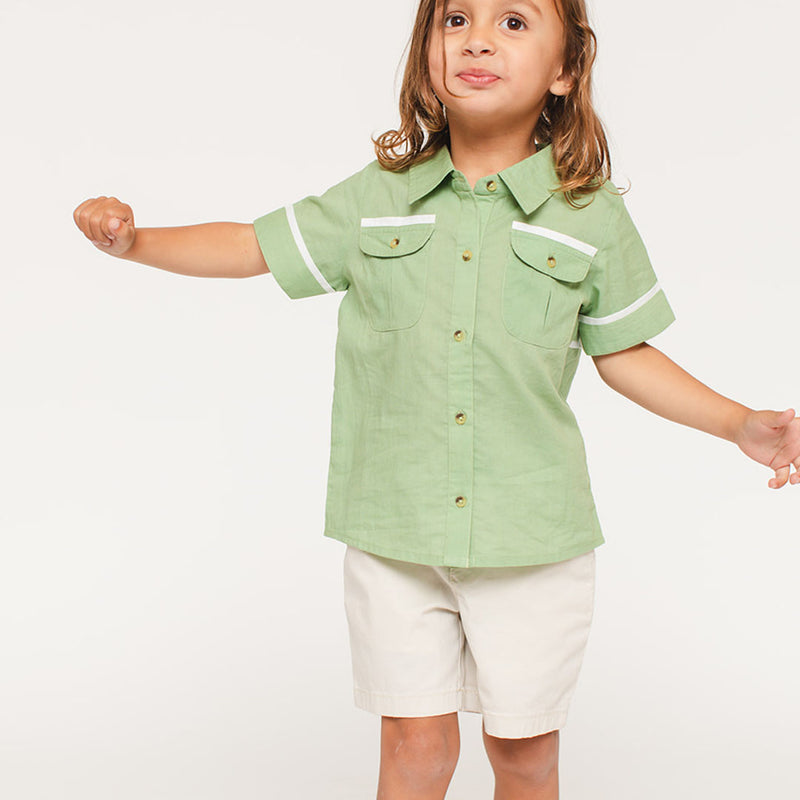 The Sea Shirt - Grass with Cloud Trim