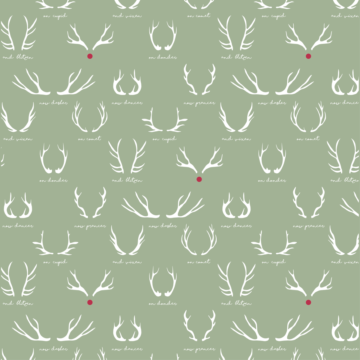 Kid's Classic Pajama Set - Reindeer Games - Green