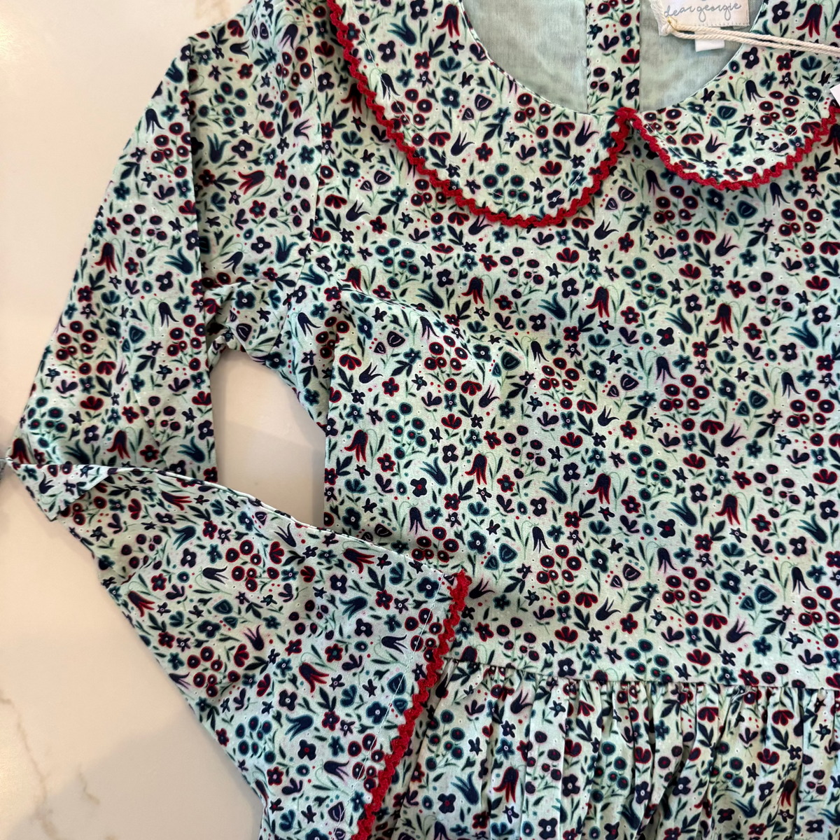 (pre-order) Collared Capers Dress - Long Sleeve - blue floral