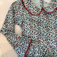 (pre-order) Collared Capers Dress - Long Sleeve - blue floral