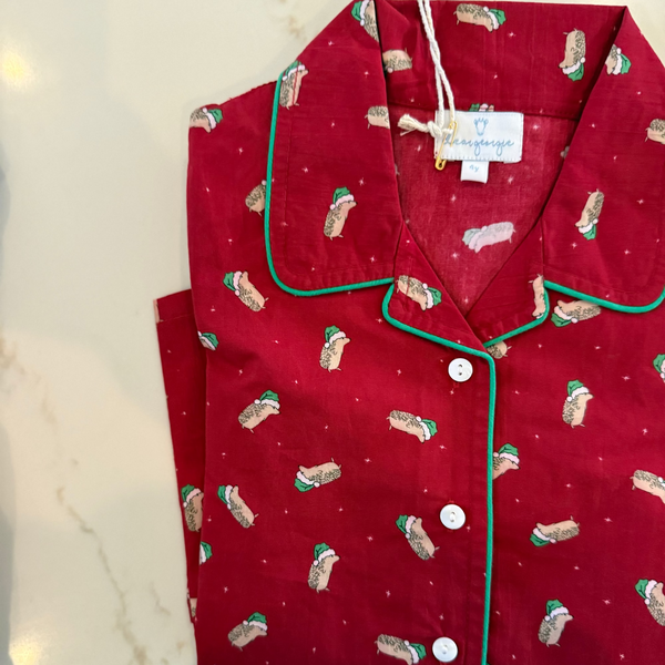 (pre-order) Kid's Classic Pajama Set - red hedgehog