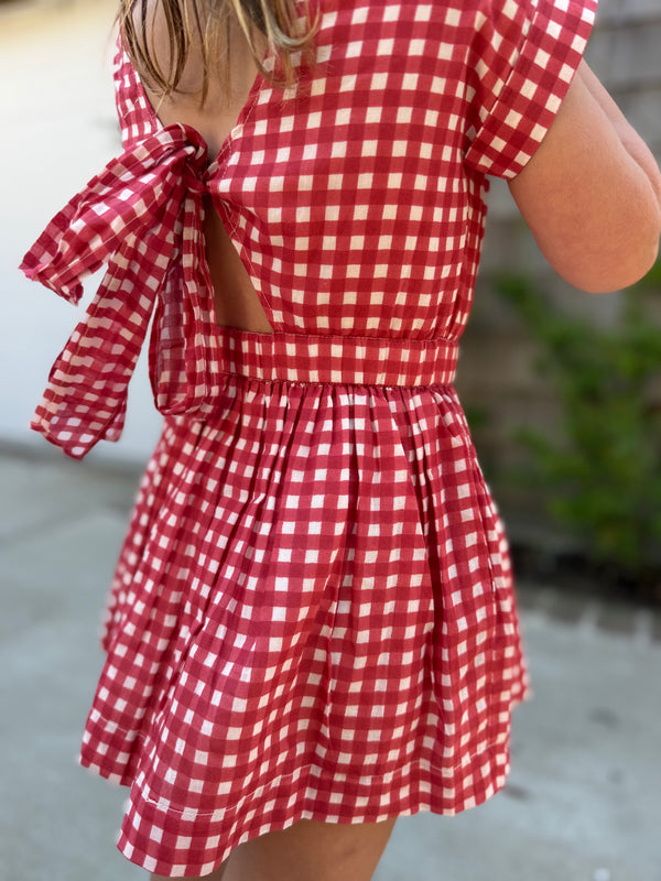 The Bow Back Dress - gingham