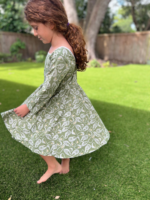 Flutter Dress - Marsh Green Oyster