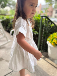 The Bow Back Dress - Swiss Dot - sea foam trim
