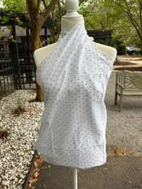 The Sarong - White with Blue Swiss Dots