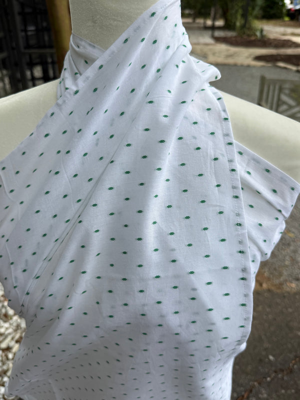 The Sarong - White with Blue Swiss Dots