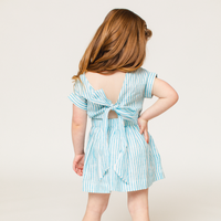 The Bow Back Dress - Linen Stripe