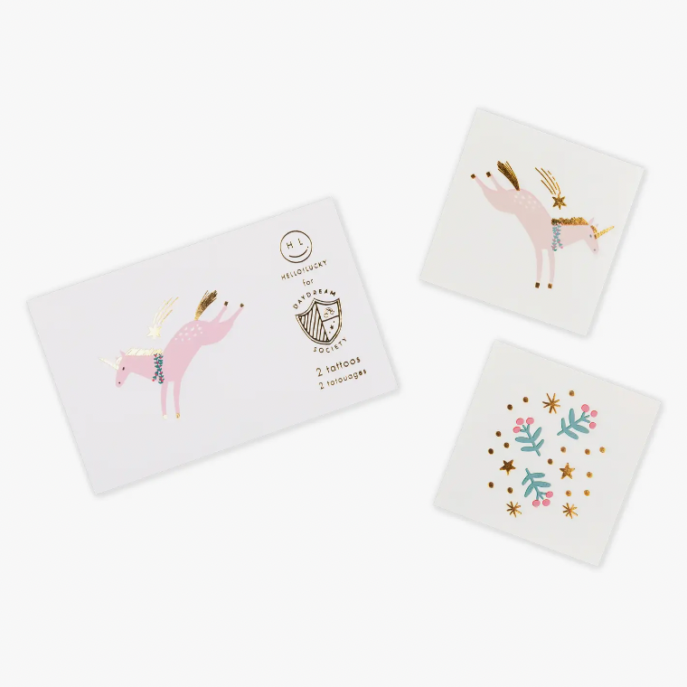 Magical Christmas Unicorn Temporary Tattoos