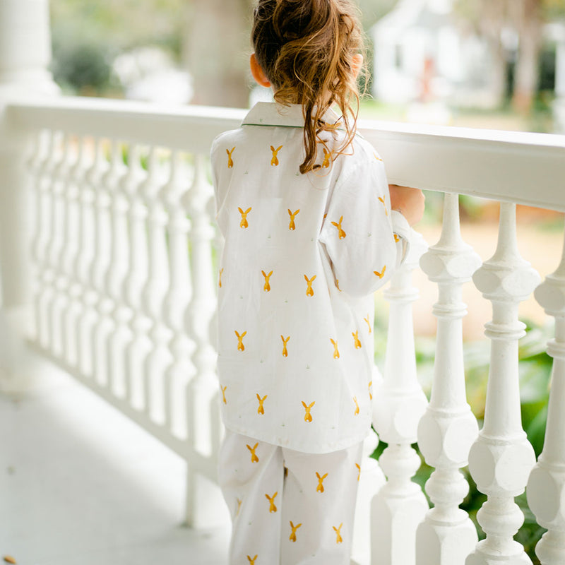 Kid's Pajama Set - Cotton Tail with Grass Piping