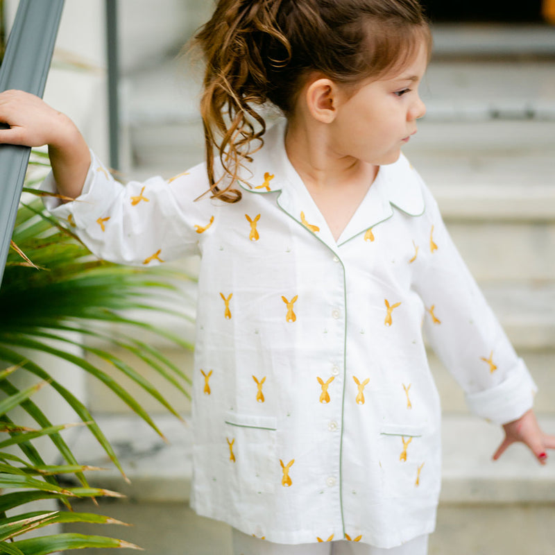 Kid's Pajama Set - Cotton Tail with Grass Piping